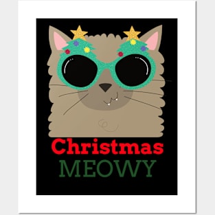 Meowy Christmas Cat Posters and Art